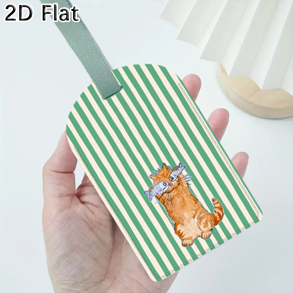 Travel Accessories Luggage Straps - Cute Cat and Green Stripes Luggage