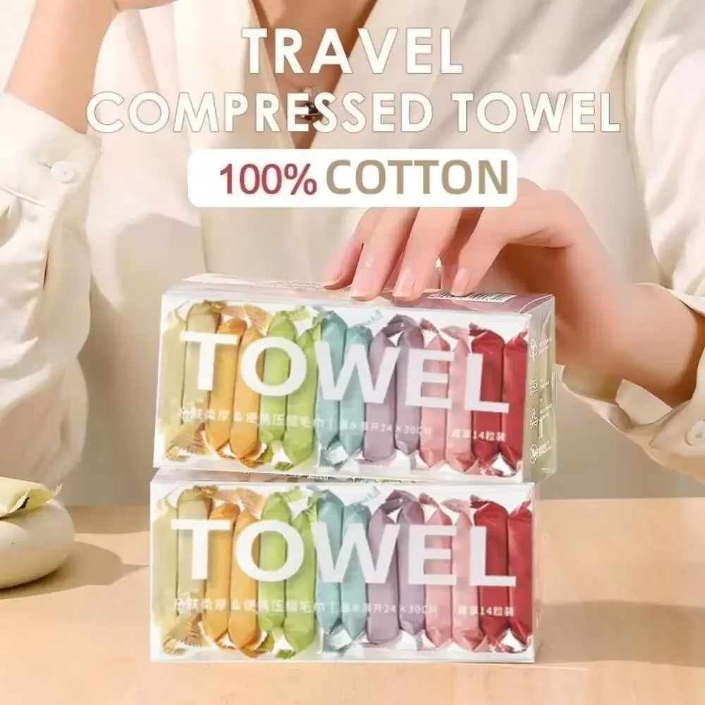 Travel Accessories Set - 14pcs/box Disposable Washcloth Portable Travel Towel
