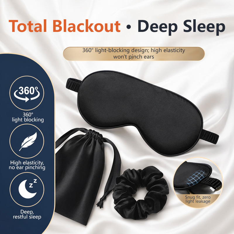Travel Accessories Set - Silk Eye Mask 3Pcs Set Light