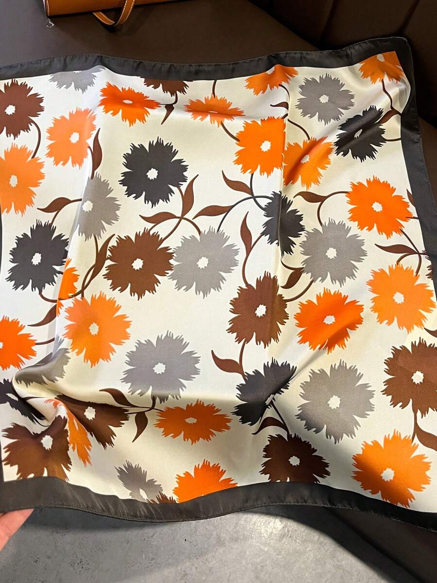 Travel Accessories New - 1pc Spring/Summer New Orange Floral Scarf,