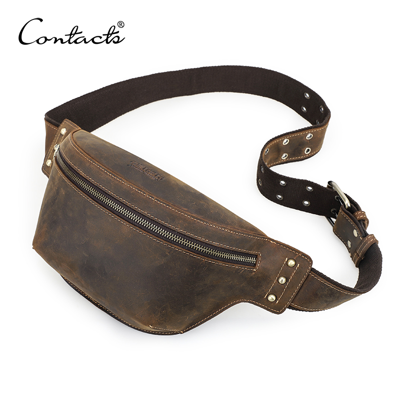 Travel Accessories Leather - CONTACT'S Genuine Leather Waist Bags Crazy