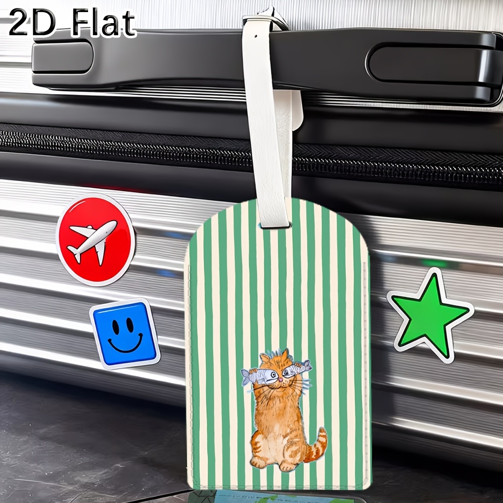 Cute Cat and Green Stripes Lug - Travel Accessories Luggage Straps recension och pris