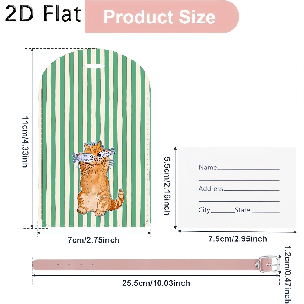 Cute Cat and Green Stripes Lug - Travel Accessories Luggage Straps recension och pris
