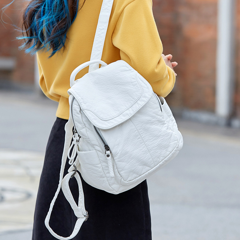 Women's Backpack White Washed  - Travel Accessories Leather recension och pris