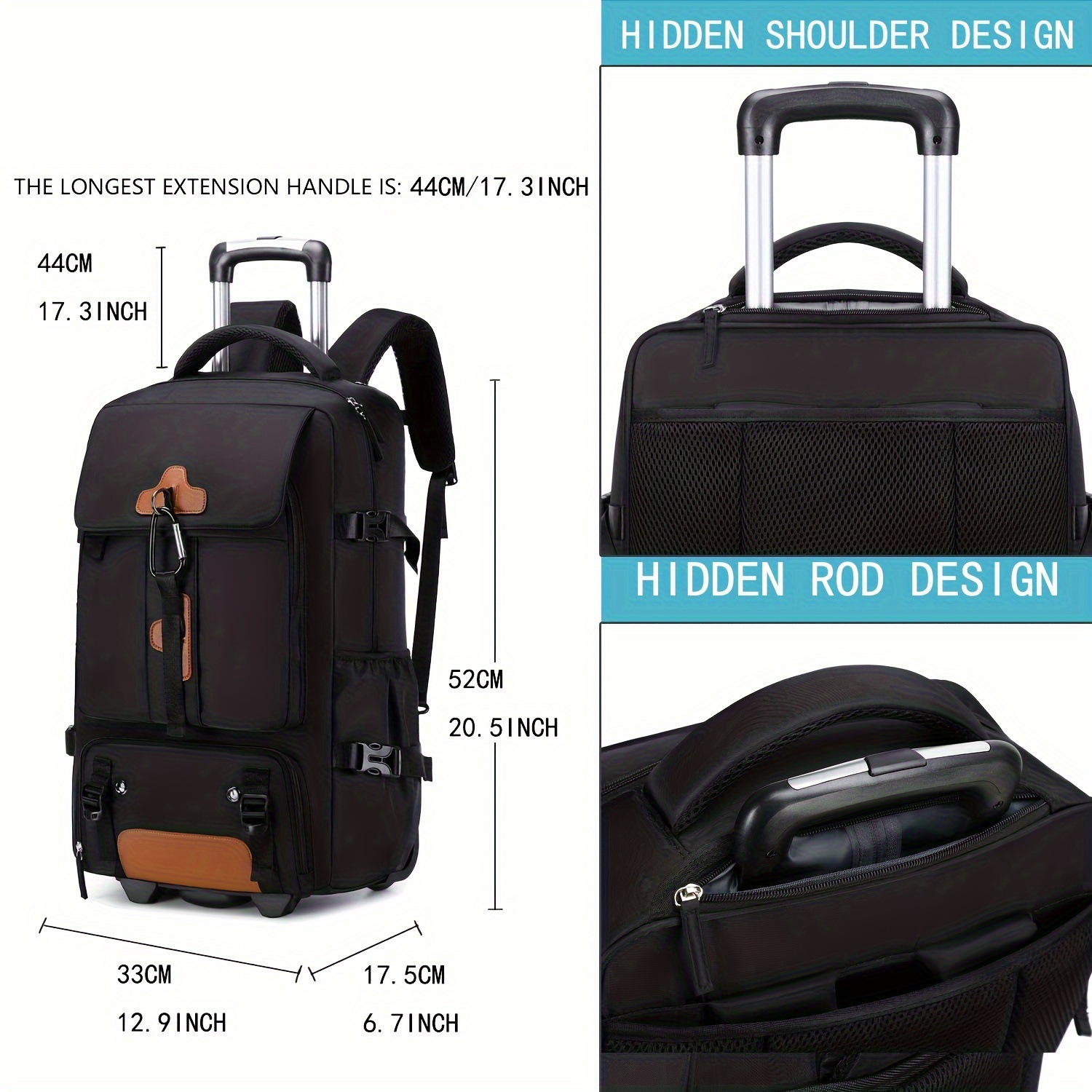 Rolling Backpack Large Capacit - Travel Accessories Bag For Men recension och pris
